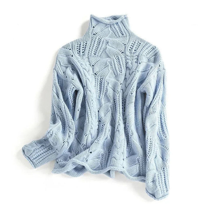 Amelia - Women's Cable Knit Sweater Turtleneck Loose-Fit Pullover