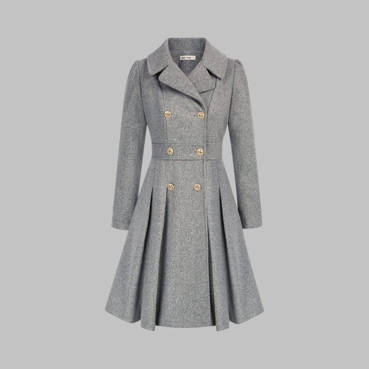 Vivienne | Double-Breasted Pleated A-Line Coat