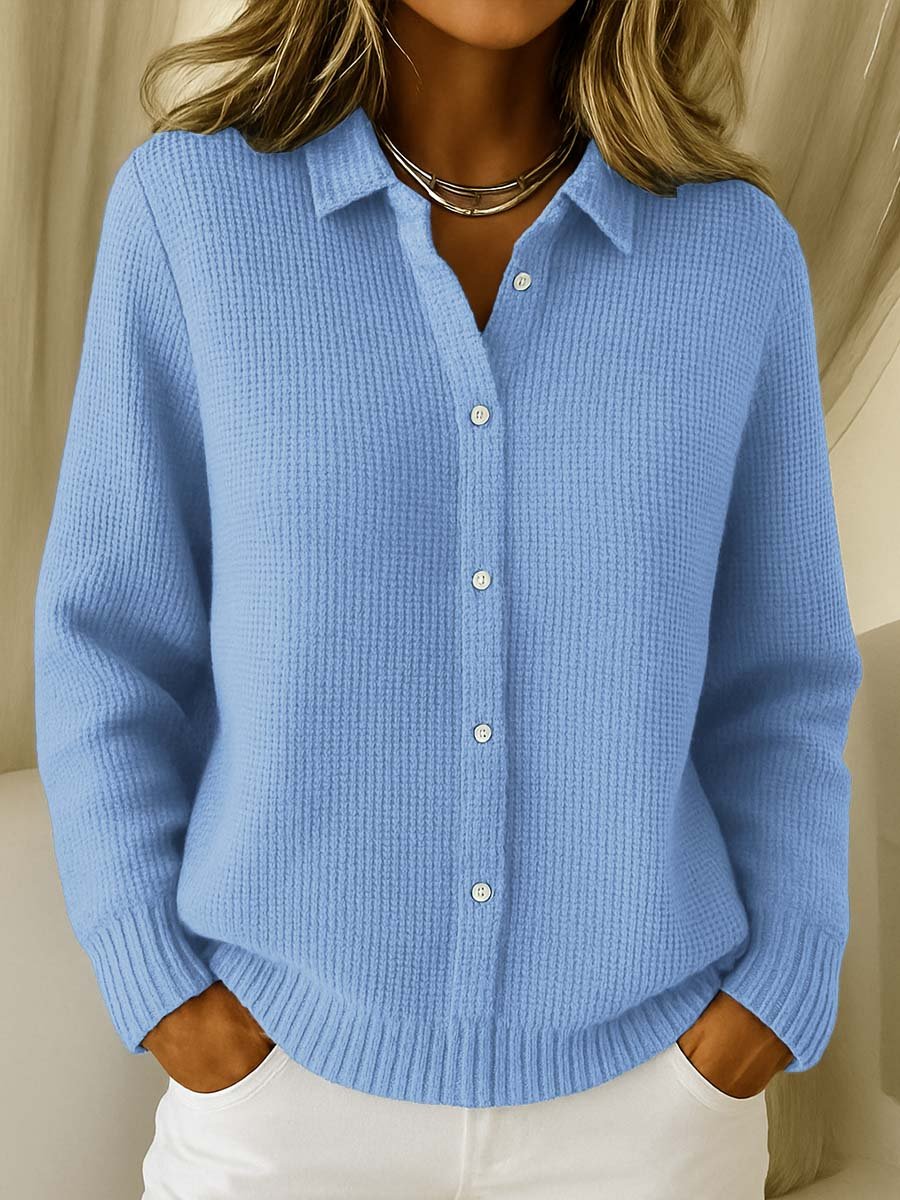 Amelia | Women's Collared Button-Down Textured Knit Sweater Cardigan
