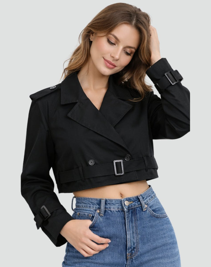 Clarissa | Cropped Belted Trench Jacket