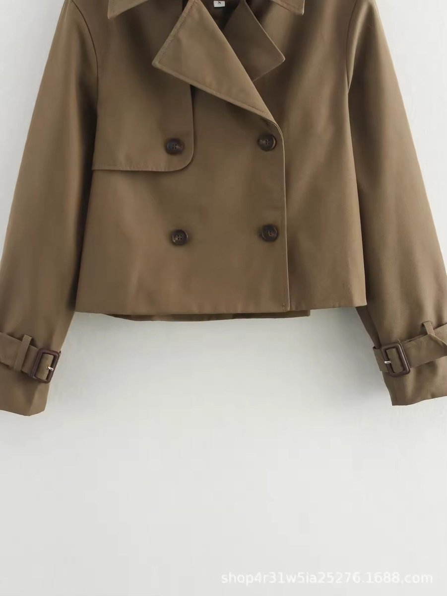 Pauline | Cropped Double-Breasted Trench Coat