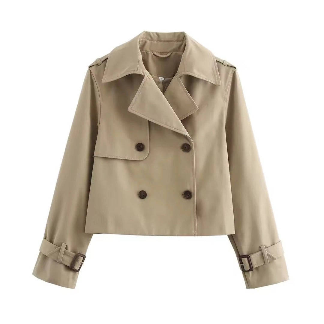 Pauline | Cropped Double-Breasted Trench Coat