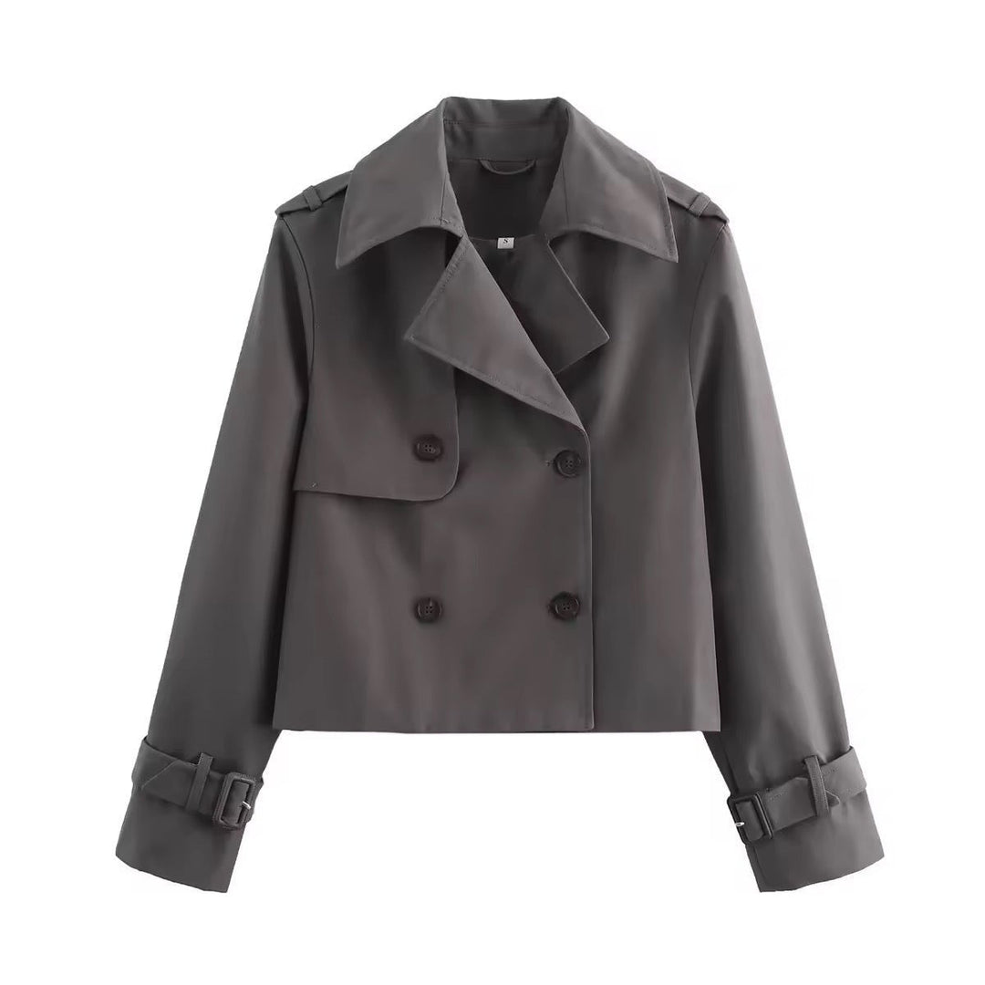 Pauline | Cropped Double-Breasted Trench Coat
