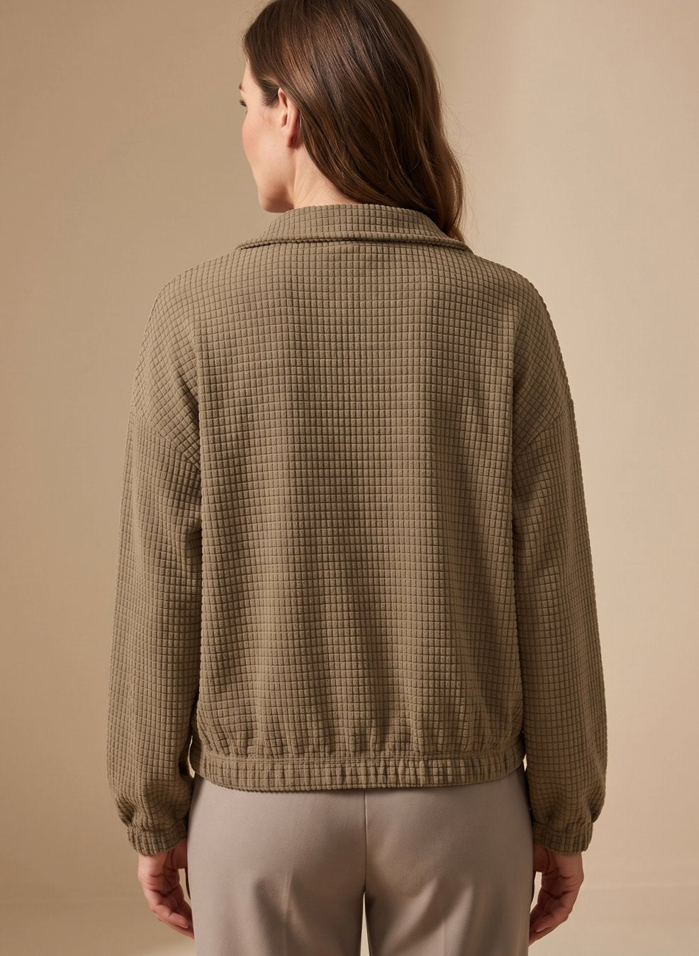 Heather | Cropped Textured Stand-Collar Jacket