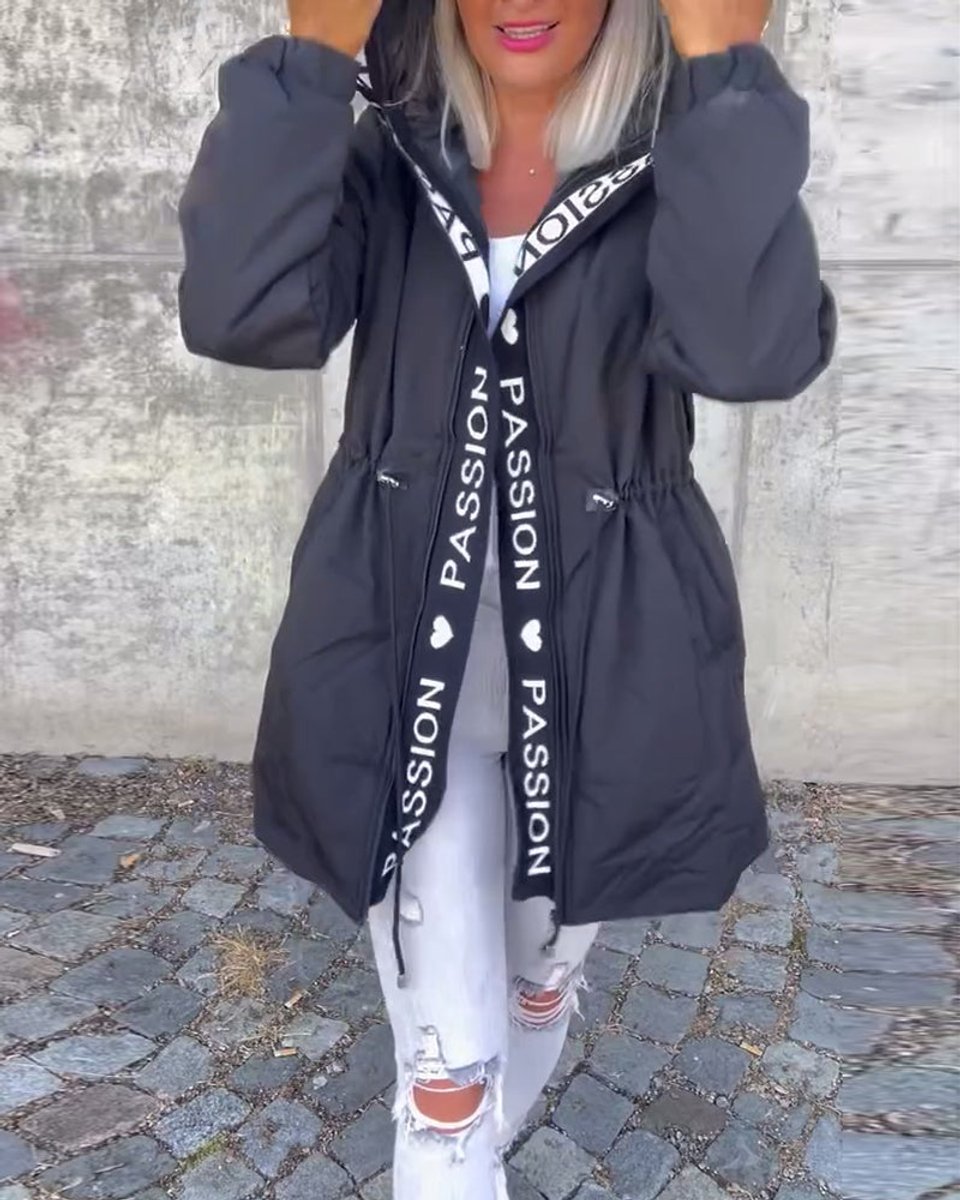 Aria | Women's Hooded Drawstring Midi Parka Coat