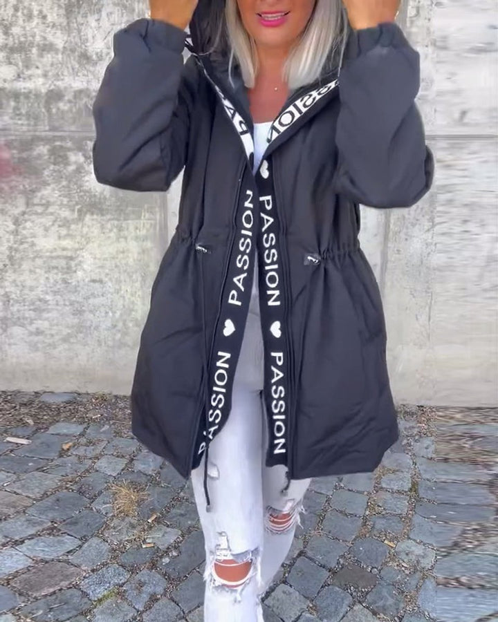 Aria | Women's Hooded Drawstring Midi Parka Coat