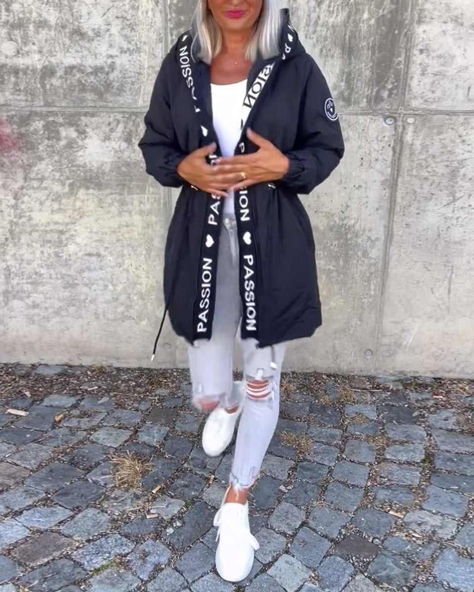 Aria | Women's Hooded Drawstring Midi Parka Coat