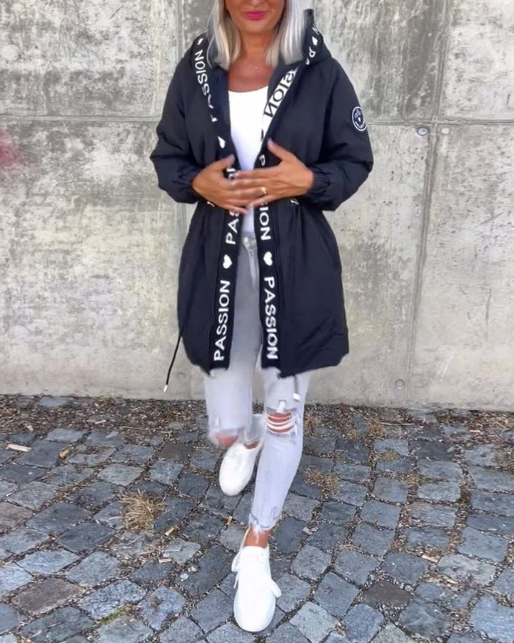 Aria | Women's Hooded Drawstring Midi Parka Coat