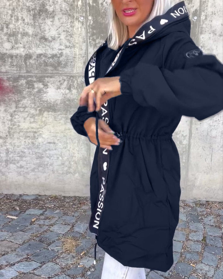Aria | Women's Hooded Drawstring Midi Parka Coat