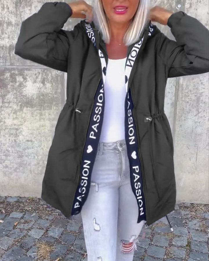 Aria | Women's Hooded Drawstring Midi Parka Coat