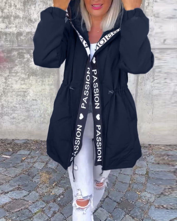 Aria | Women's Hooded Drawstring Midi Parka Coat