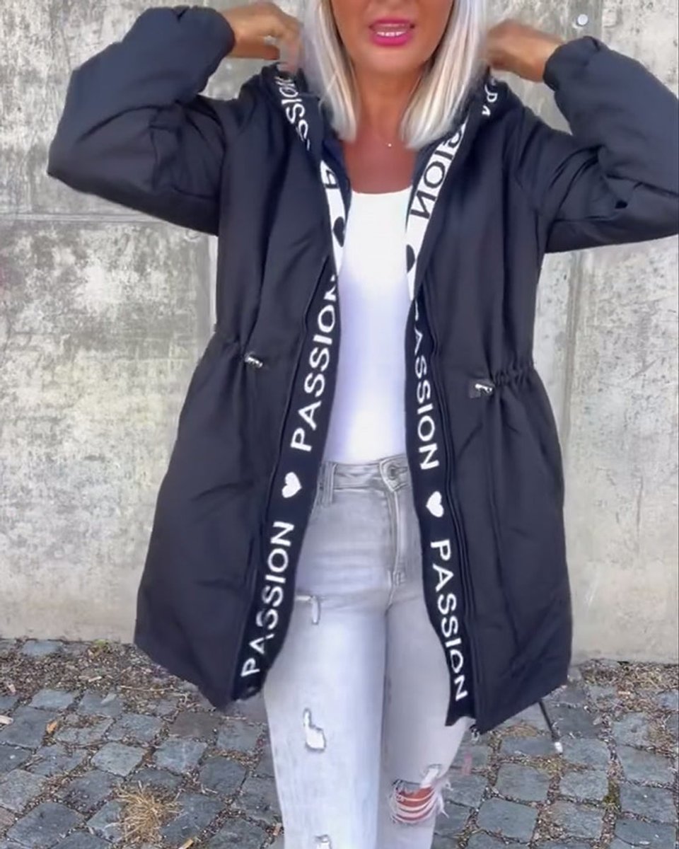 Aria | Women's Hooded Drawstring Midi Parka Coat