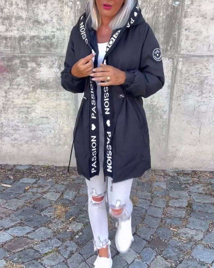 Aria | Women's Hooded Drawstring Midi Parka Coat