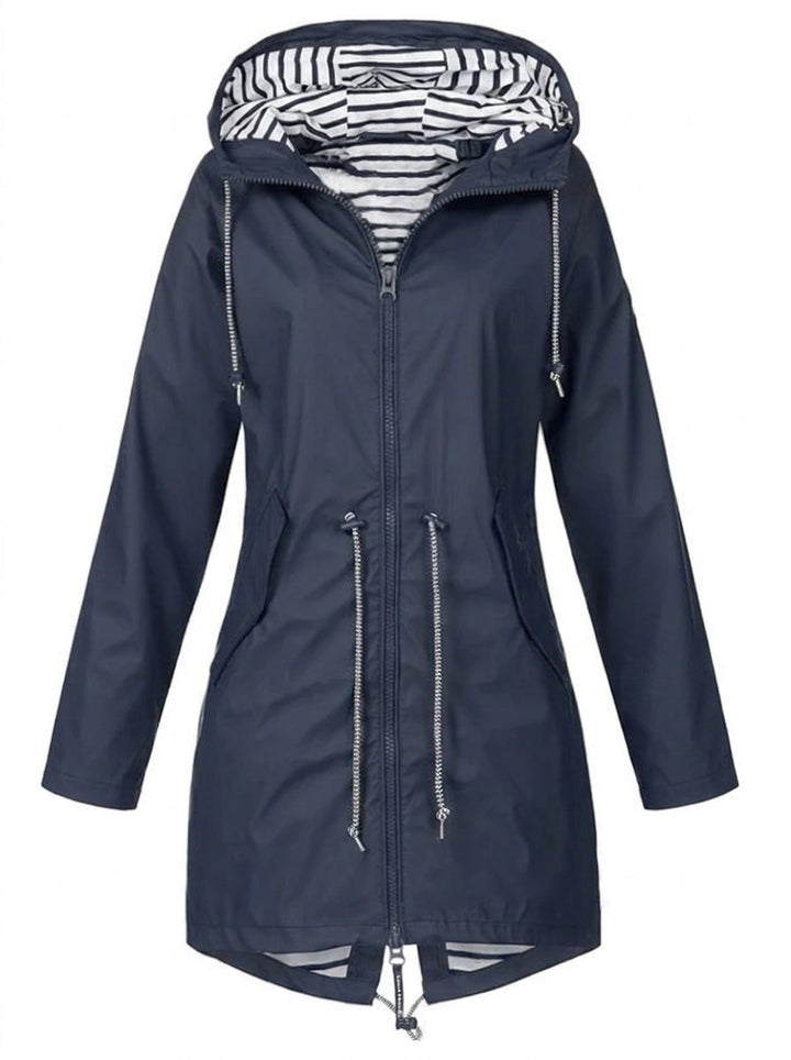 Cordelia | Hooded Drawstring Waterproof Raincoat