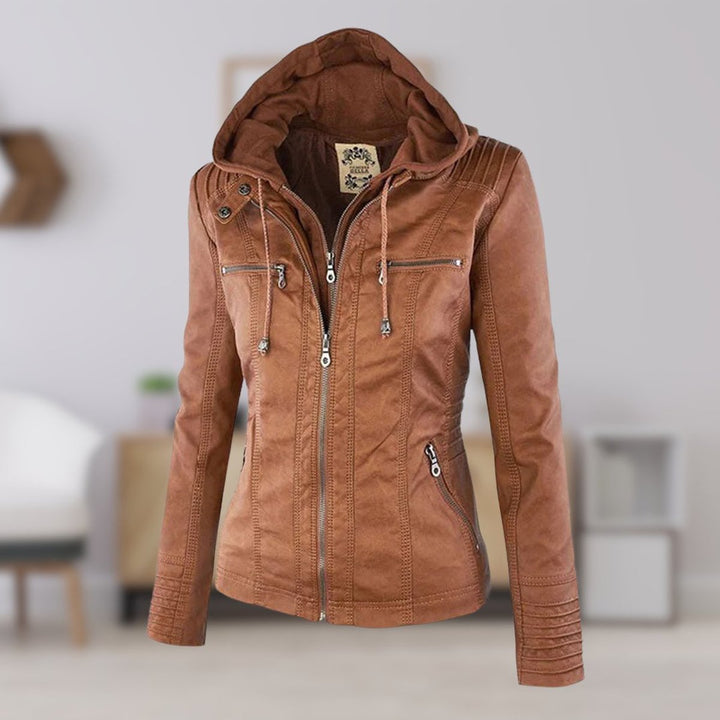 Harlow | Hooded Moto Jacket with Removable Hood