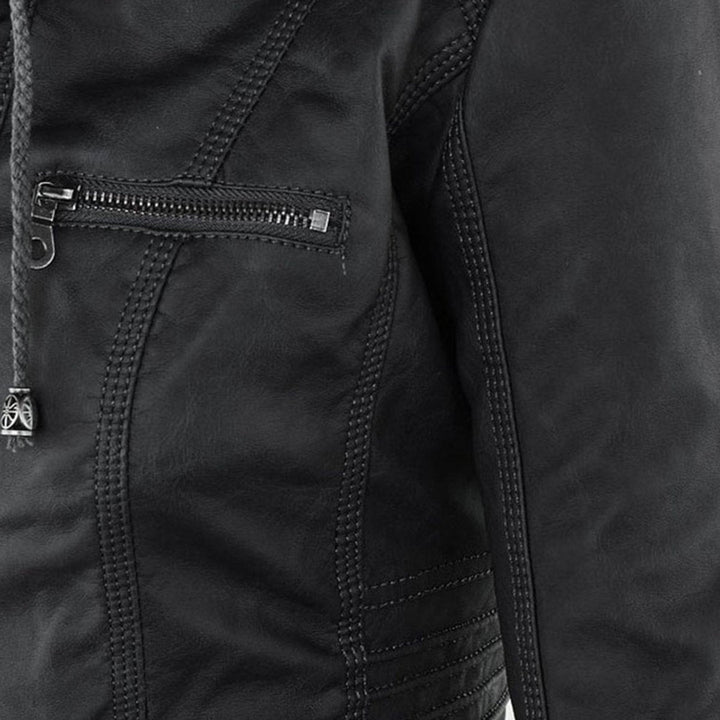 Harlow | Hooded Moto Jacket with Removable Hood