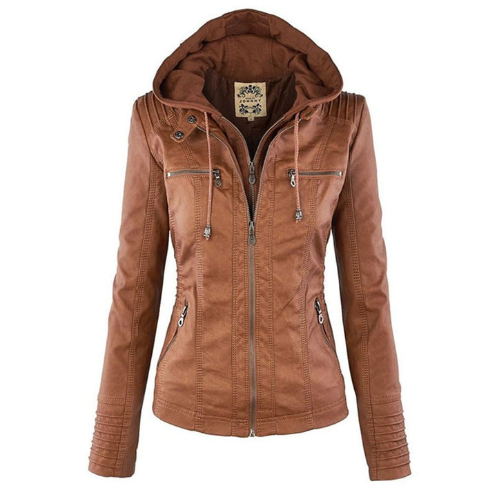 Harlow | Hooded Moto Jacket with Removable Hood