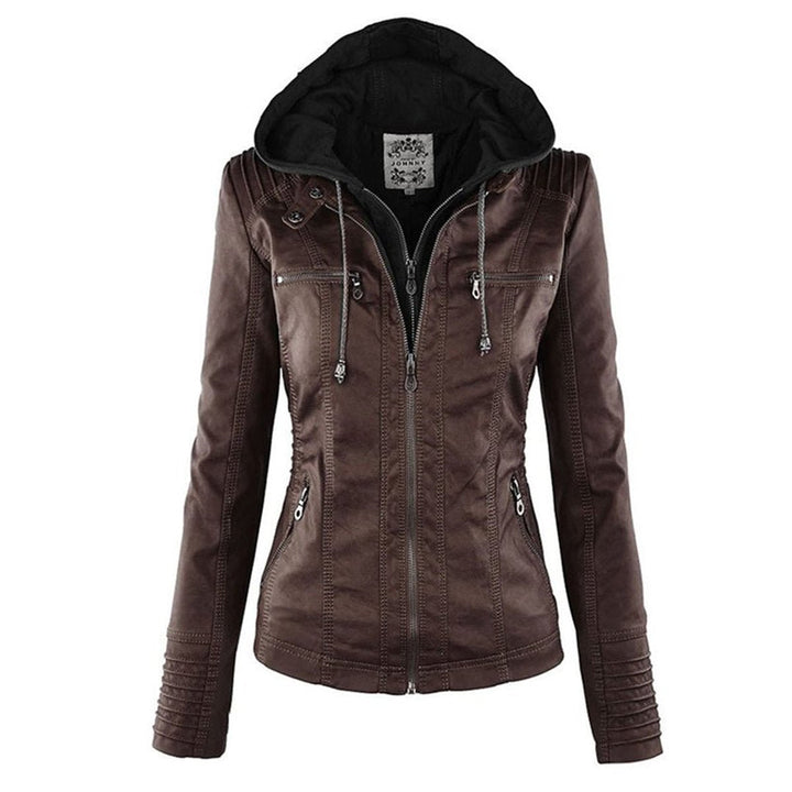 Harlow | Hooded Moto Jacket with Removable Hood