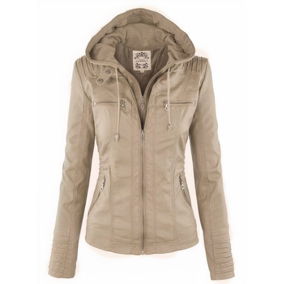 Agatha | Hooded Moto Jacket with Removable Hood