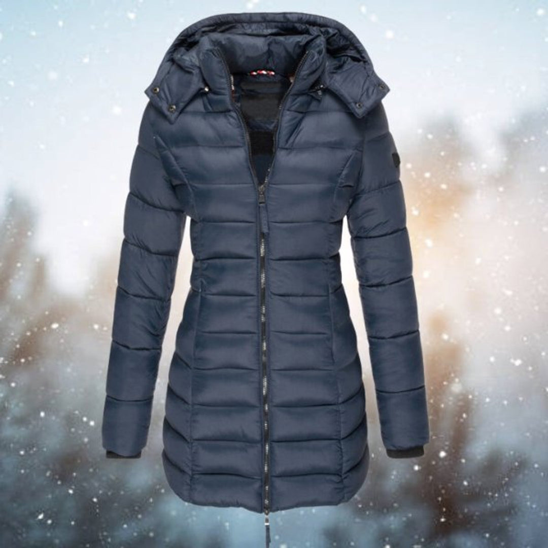 Amelia | Women's Long Hooded Puffer Quilted Jacket Zip-Up Winter Coat