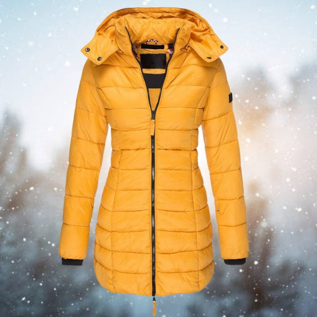 Amelia | Women's Long Hooded Puffer Quilted Jacket Zip-Up Winter Coat