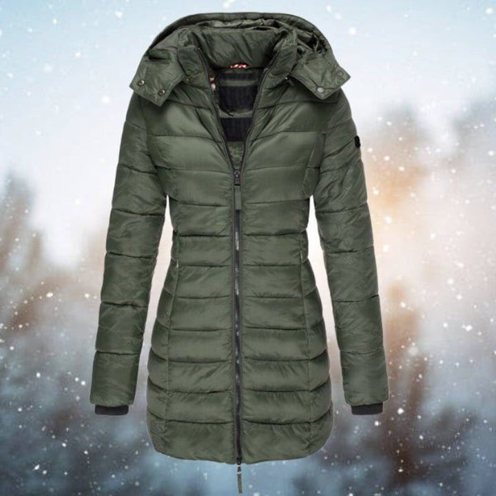 Amelia | Women's Long Hooded Puffer Quilted Jacket Zip-Up Winter Coat