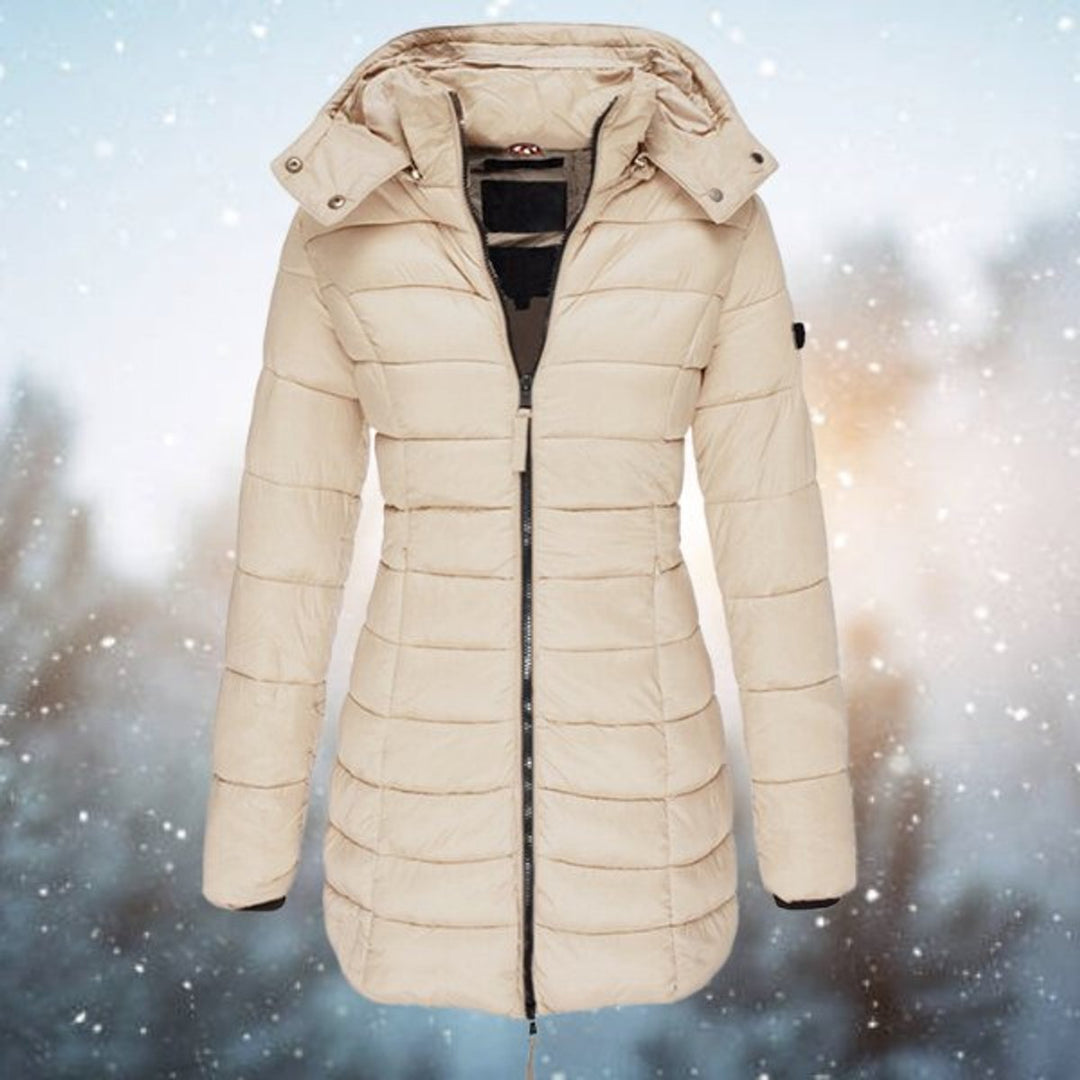 Amelia | Women's Long Hooded Puffer Quilted Jacket Zip-Up Winter Coat