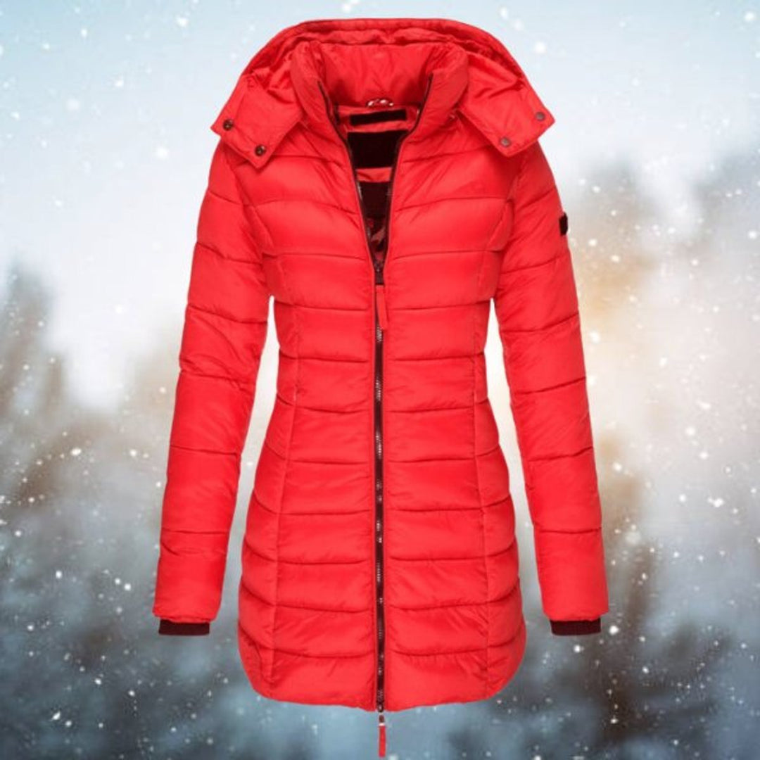 Amelia | Women's Long Hooded Puffer Quilted Jacket Zip-Up Winter Coat