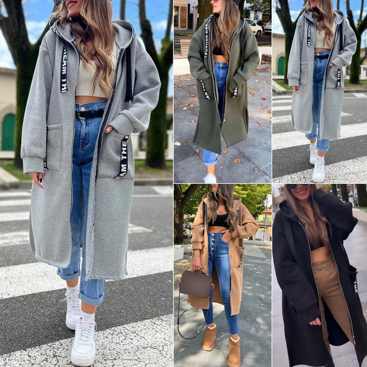 Aria | Women's Oversized Long Hooded Zip-Up Coat
