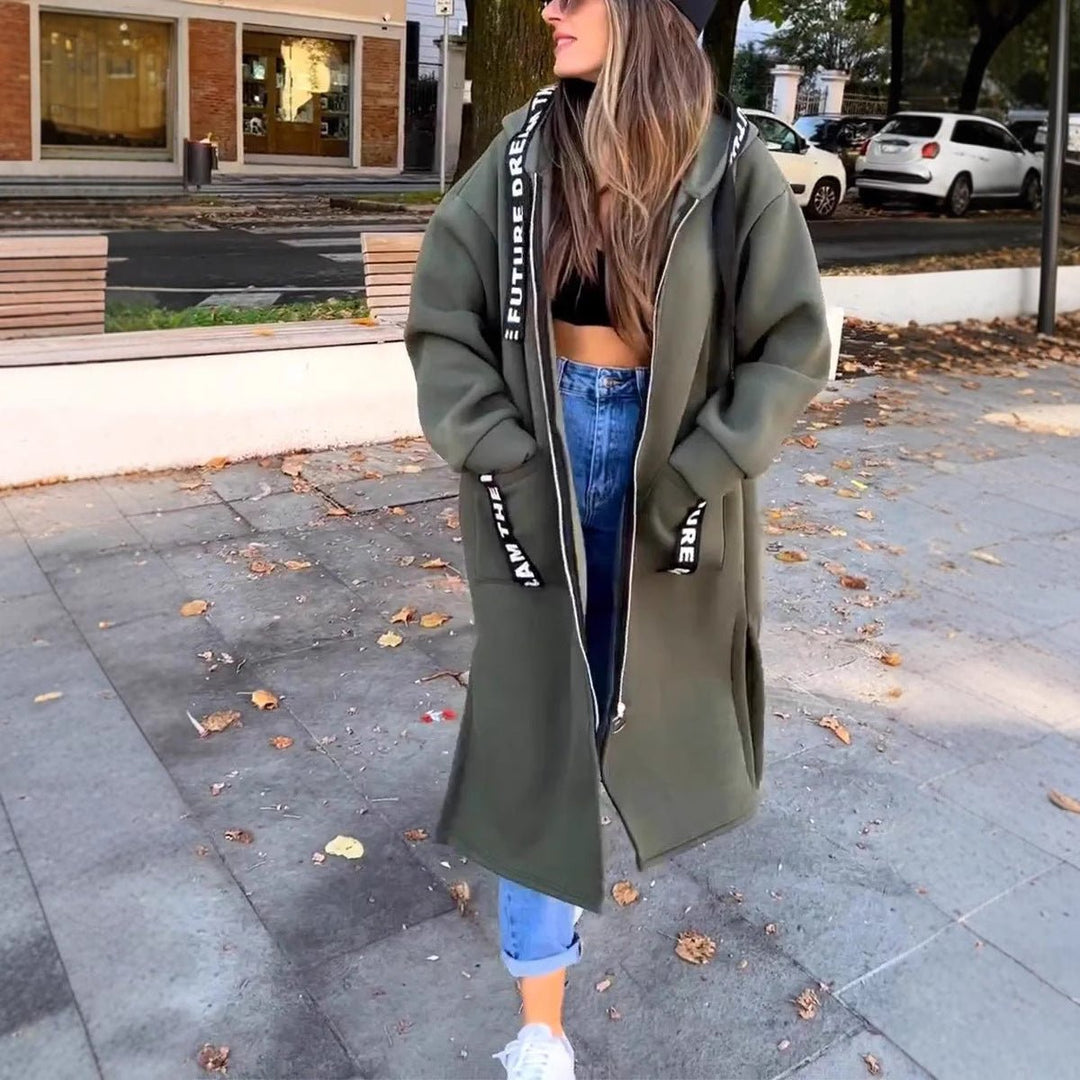 Aria | Women's Oversized Long Hooded Zip-Up Coat