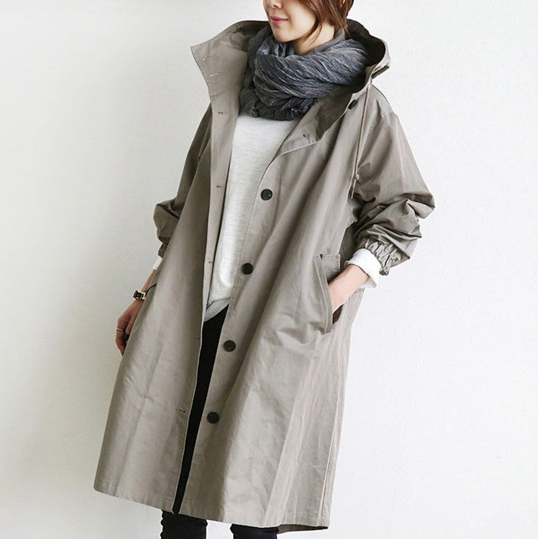 Amelia | Women's Oversized Water-Resistant Button-Front Trench Coat