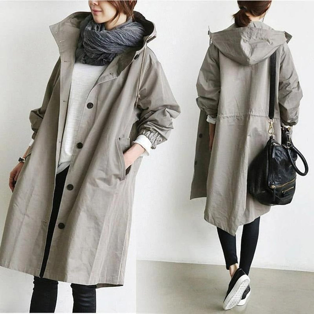 Amelia | Women's Oversized Water-Resistant Button-Front Trench Coat