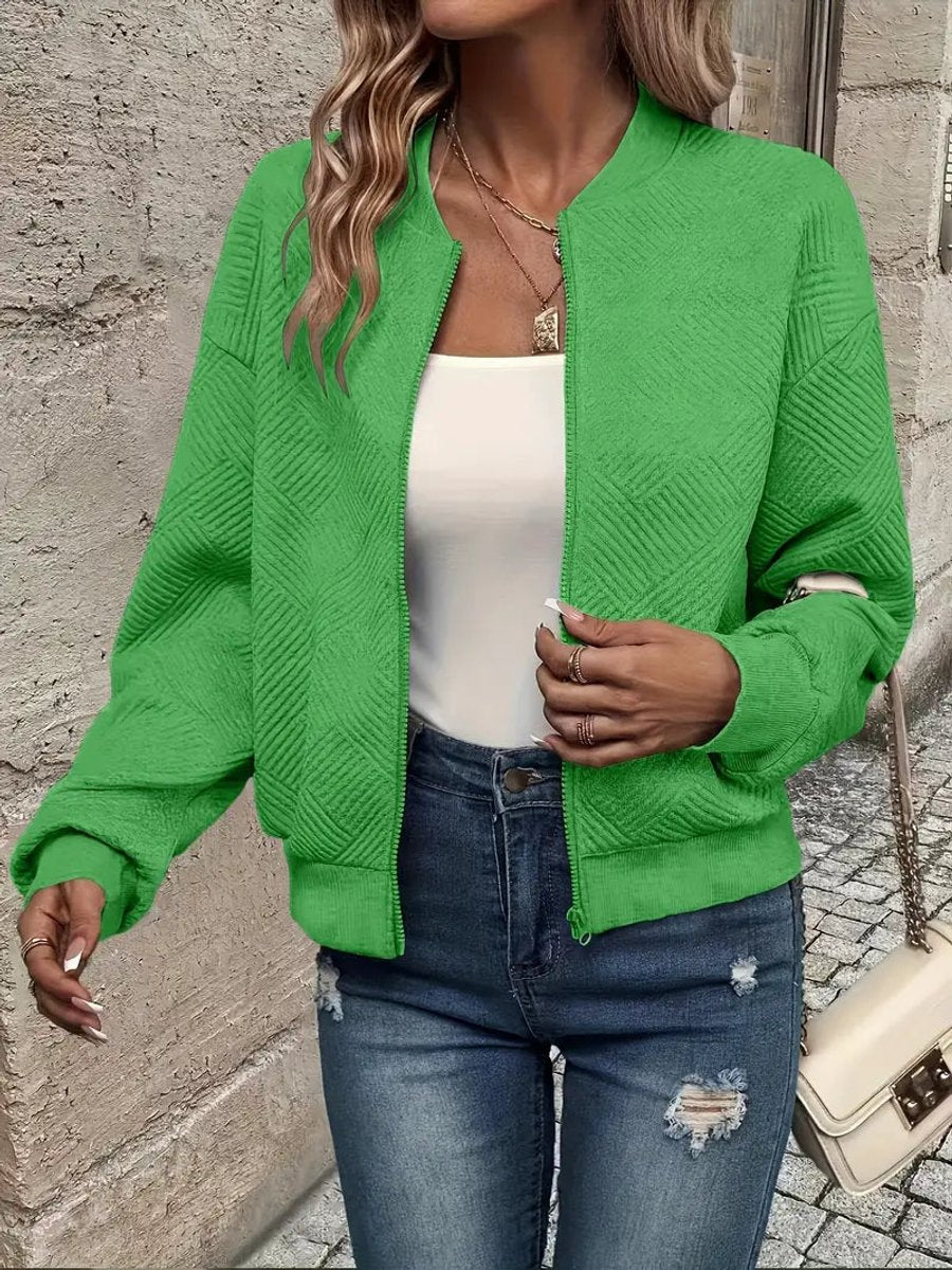 Estelle | Textured Zip-Up Bomber Jacket