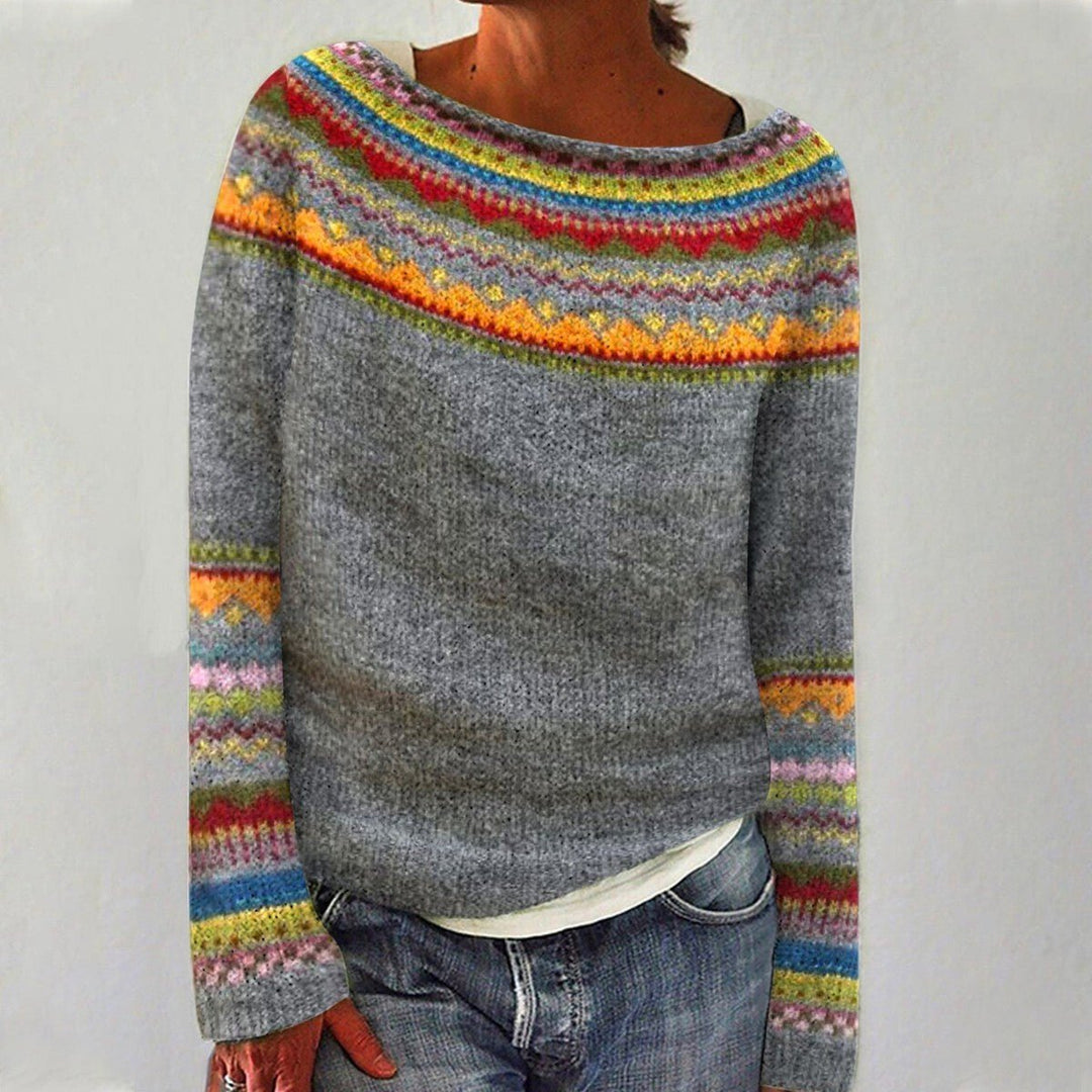 Aria | Women's Retro Colorful Striped Knit Pullover Sweater