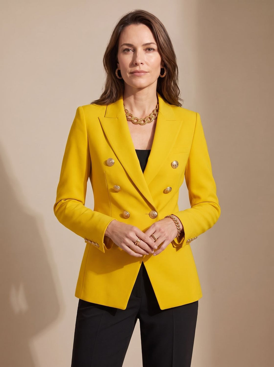 Marianne | Tailored Double-Breasted Gold-Button Blazer