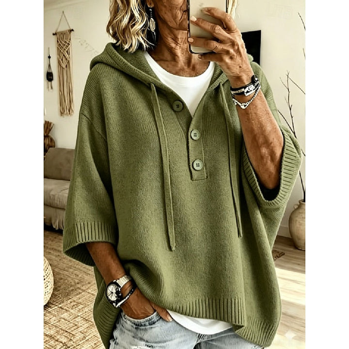 Camryn | Relaxed Hooded Button Sweater